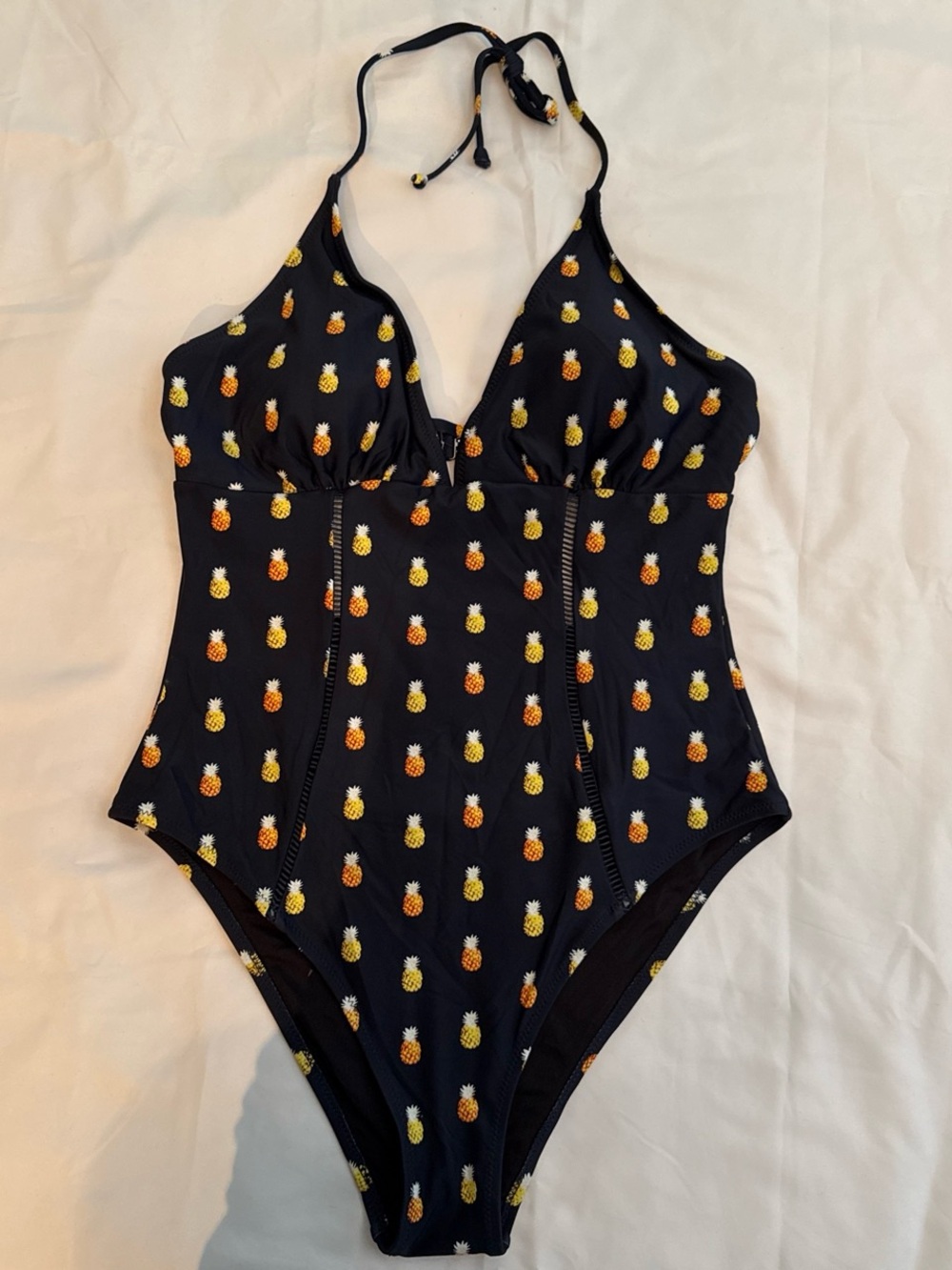 Cupshe Black Pineapple Halter One-Piece Swimsuit